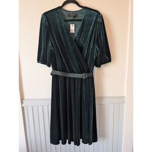 Lane Bryant Velvet Wrap Dress 18 Emerald Green Holiday Forest Fairy Academia